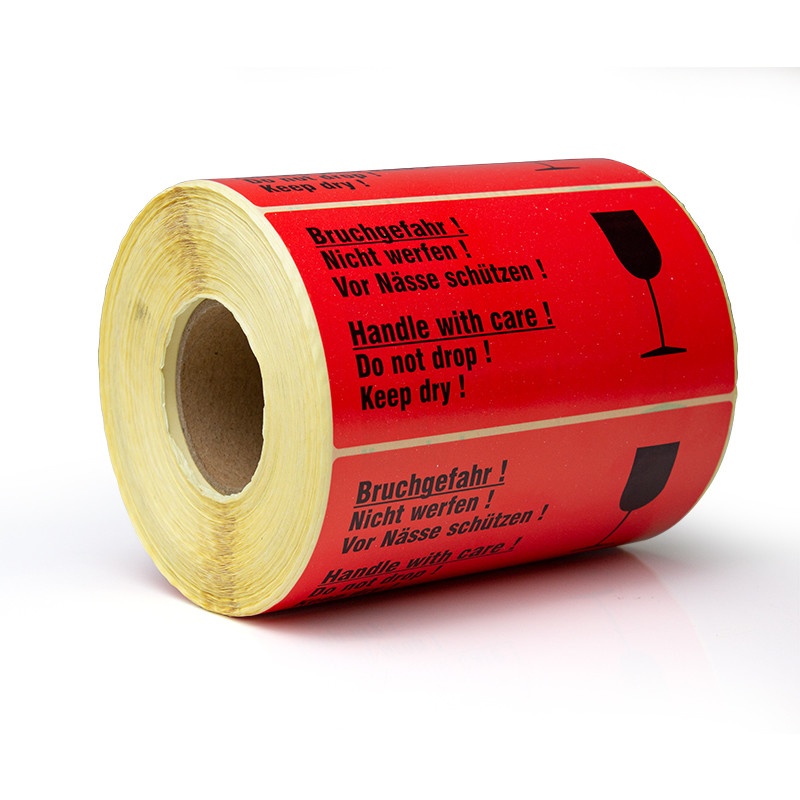Custom Printed Waterproof Fragile Warning Label Handle With Care Warning Sticker