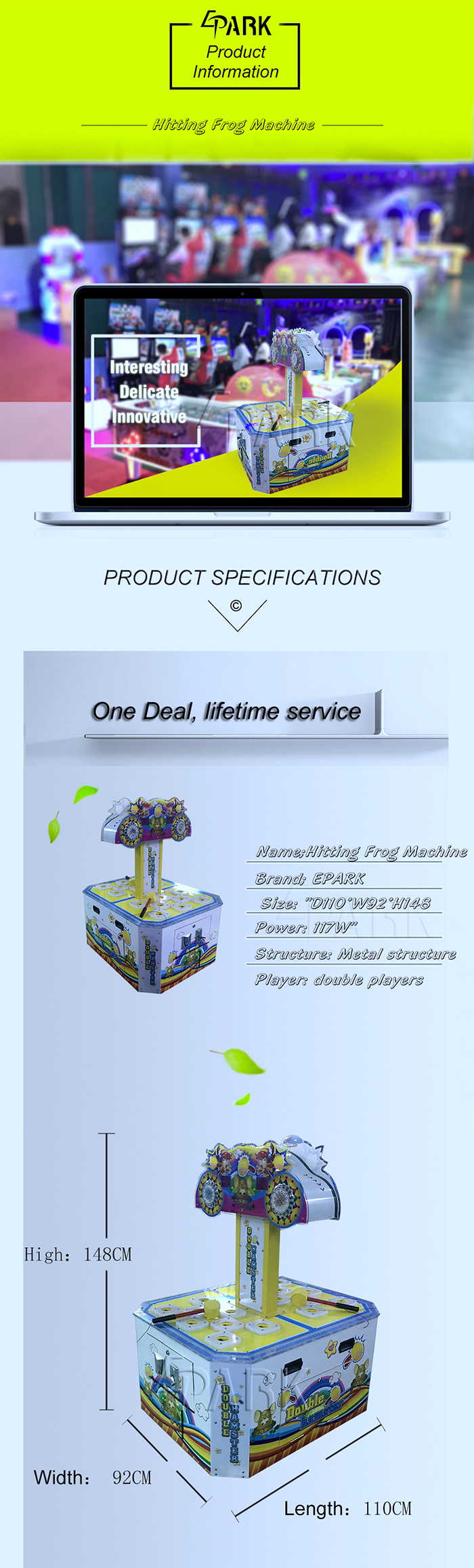 Double Players Hitting Frog Redemption Game Machine For Children