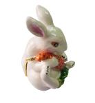 Rabbit Bejeweled Trinket Box Necklace Ring Holder Rabbit Figurine Hinged Rabbit