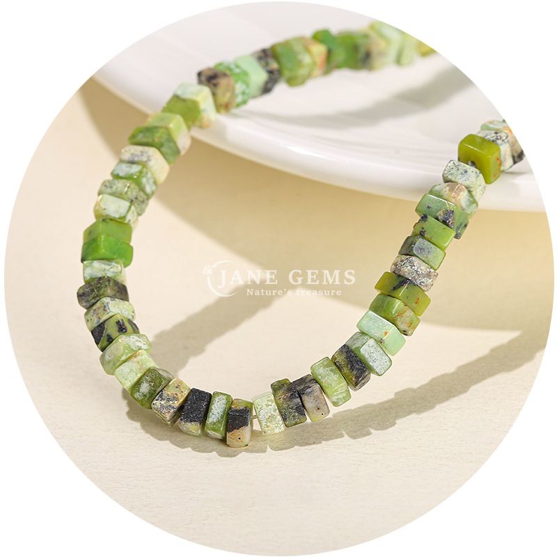 Wholesale Natural Jade Loose Beads Real White Opal Loose Beads Square Slice Shape Loose Beads Spacers For DIY Jewelry