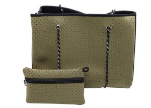 Wholesale Women Perforated Neoprene Tote Bag Woven Label Logo With Durable Rope from china suppliers