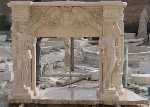 Wholesale Finely Carved Stone Fireplace Surround , Beige Marble Fire Surrounds For Gas Fires from china suppliers