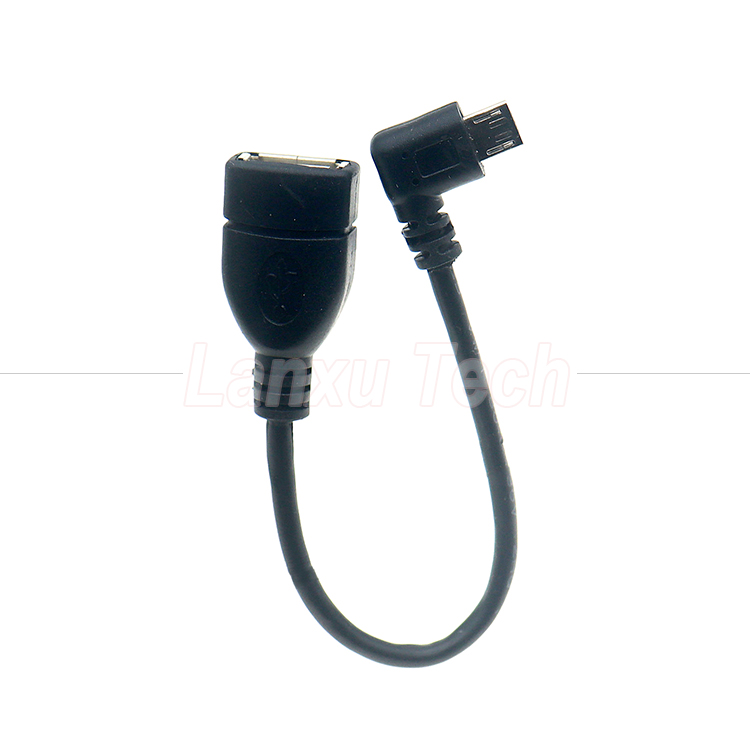 Portable Short 90 Degree Right Angle Micro V8 to USB Female Socket OTG Adapter Cable for Phone Laptop