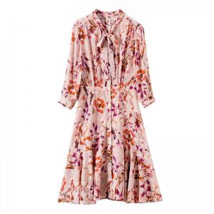 Wholesale Pleated Flower Mulberry Silk Pajamas , OEM A Line Plus Size Silk Nightie from china suppliers