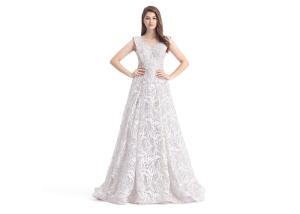 Wholesale Grace White Lace Embroidery Simple Elegant Wedding Dresses Sleeveless U - Neck from china suppliers
