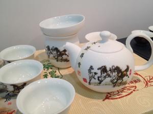 Wholesale tea sets 10 pieces ink and wash painting white porcelain made from china suppliers