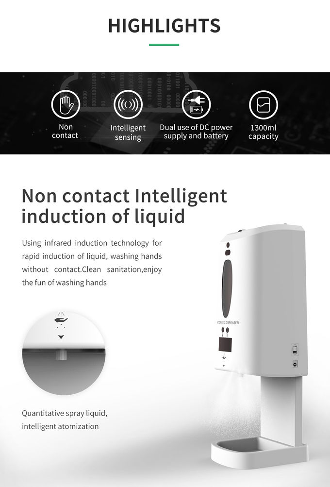 Wall Mount ABS LCD Display Hand Sanitizer Stand Liquid Alcohol Disinfectant
