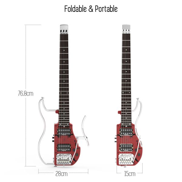 Unique Design Patented Grand Headless Electric Guitar Double Hummbucker Built-in Guitar Effect Ebony Fingerboard and bag