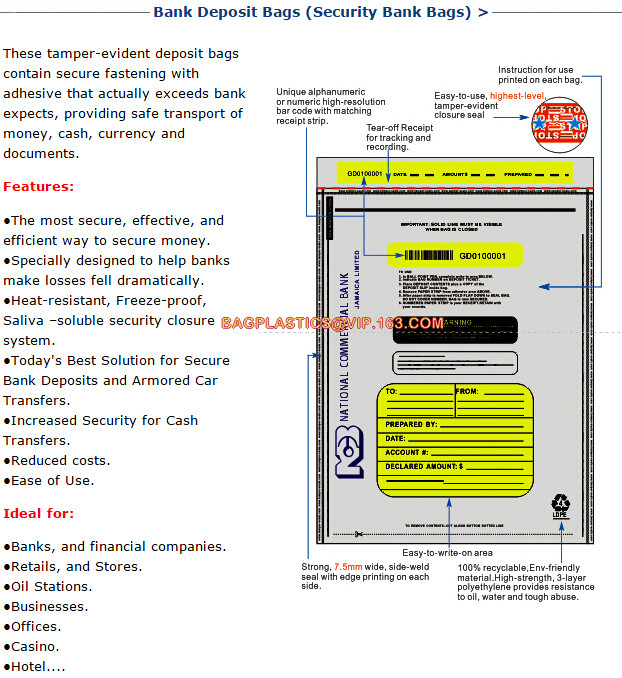 Evidence Paper Document Digital Opaque Bag, cash deposit bag, Security Bags Plastic Deposit PE Bag Cash Envelope Check S