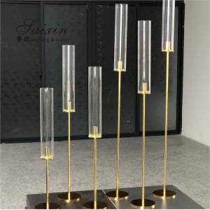 Wholesale Factory hot sale set different size thin hurricane gold candlestick candle holder for wedding table decoration from china suppliers