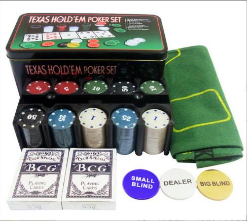 OEM Texas Hold 'Em Poker Set Blackjack Game With 200 Chips Tablecloth In