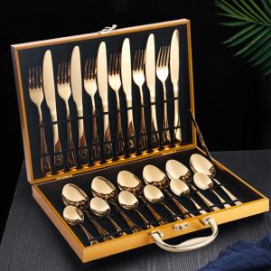Wholesale Stainless Steel Hotel Wedding 24pcs Cutlery Set Spoon and Fork Silverware Luxury Gold from china suppliers