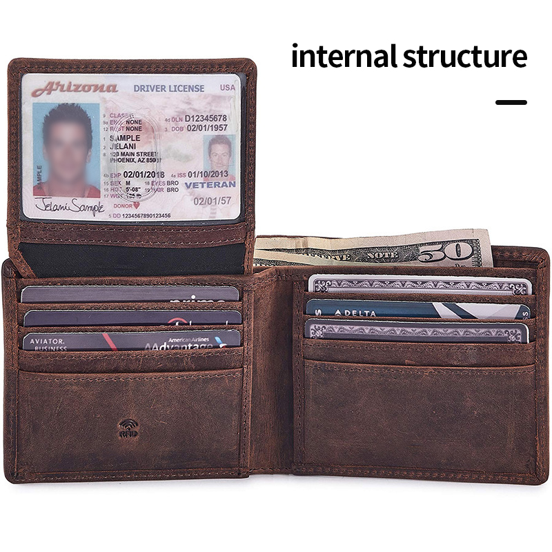 12cm * 10cm * 2cm Full Grain Leather Wallet Set with RFID Blocking and None Decoration