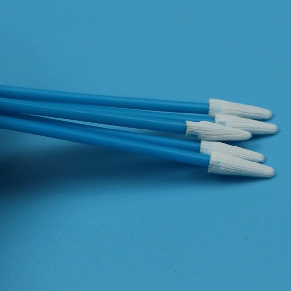 Lint Free Double Layers Knitted Polyester Tip Swab Small Pointed Cleanroom Swab With Blue Handle