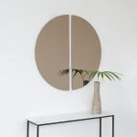Half Moon Shape Tinted Bronze Double-Coated Silver Glass Mirror for Bathroom