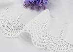 White Floral Scalloped Embroidered Lace Trim , Venice Eyelet Bridal Lace Ribbon