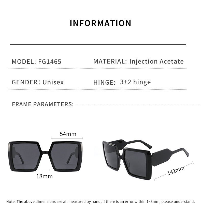 Huge Square Acetate Sunglasses Womens OEM Lightweight Scratch Resistant