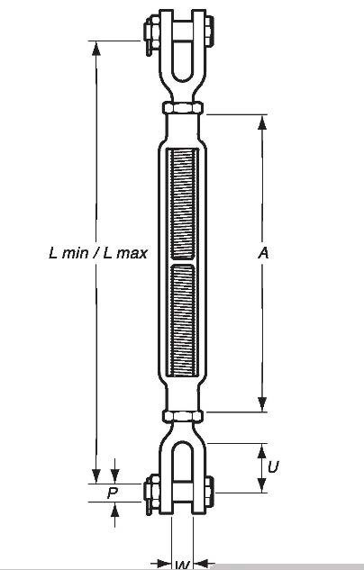 WLL 1000KG 0.5x6" Jaw Heavy Duty Turnbuckle