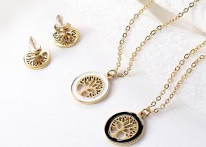 Wholesale Life Tree set Gold necklace 18k stainless steel earning popular accessories Spot Titanium steel set earrings wholesale from china suppliers