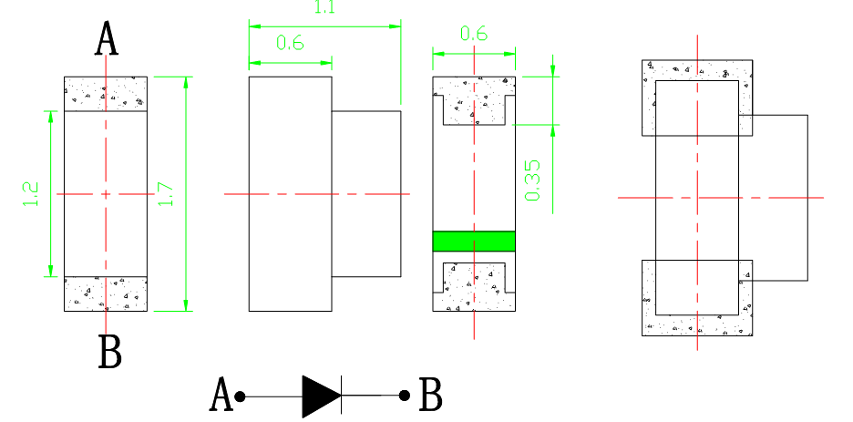 0602 Side View Pure Green Smd Power Led Light emitting Diode 1.1mm Height