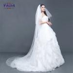 Luxury off shoulder organza fabric bust latest gowns long tail ball gown alibaba