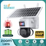Glomarket 12X ZOOM Floodlight Solar Battery PTZ 6MP Camera Smart Wifi/4G Ubox