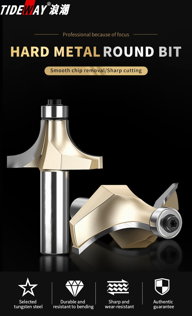 Tideway 1/4 1/2 Shank Cormer Ball Nose Round Carving Router Bit With Beraing Radius Core Tumgsten Steel Carbide Face Llil!