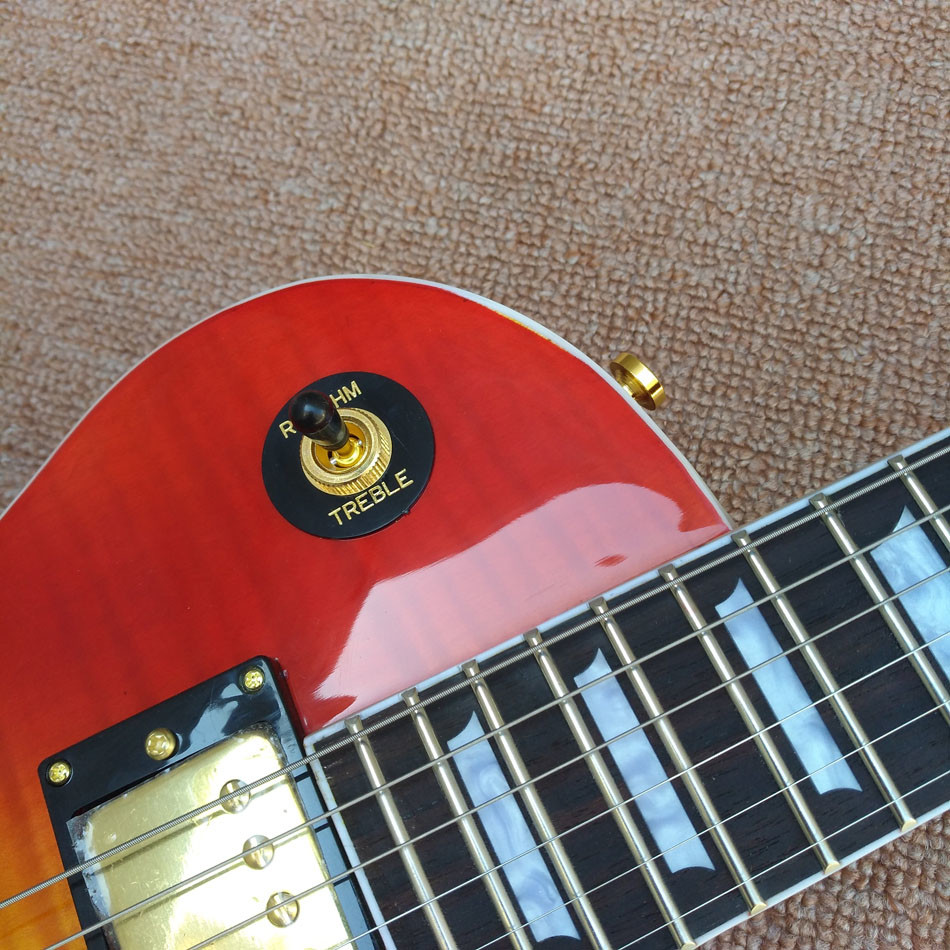 Standard LP 1959 R9 electric guitar, Cherry burst color electric guitar with Gold hardware, free shipping