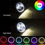 7 Inch 9-30V DC Round LED Vehicle Fog Light For Jeep RGB Halo Ring Bluetooth