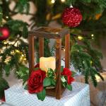 Wooden Candle Holder Farmhouse Home Candle Lantern Decor Outdoor Wood Shelf