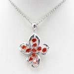925 Silver Red Cubic Zircon Pendant Necklace (PSJ0227)