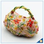 Fashion Handbag Design trinket Box Painting Flower With Crystal Trinket Box