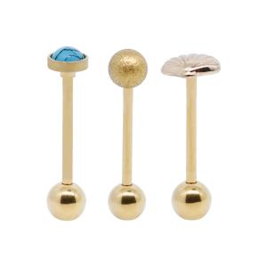Wholesale Blue Turquoise Stone Swallowing Tongue Ring Barbell Golden 16mm from china suppliers