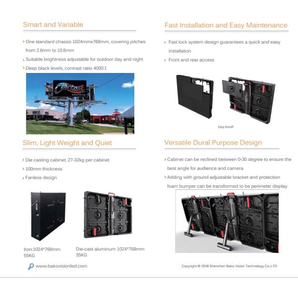 Outdoor Billboard LED Display Video Wall SMD2525 High Brightness IC5124 2.6mm Pixel Pitch