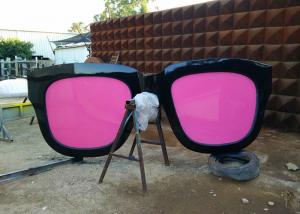 China Metal Sculpture Art Giant Sunglasses Sculpture Stainless Steel With Pink Glasses on sale
