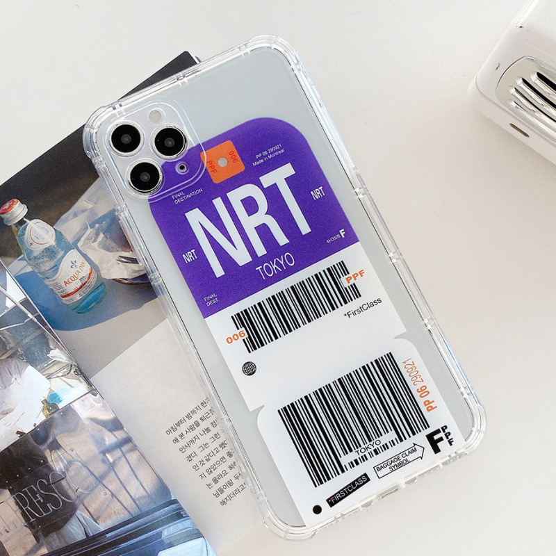 Iphone 12 Shockproof Phone Cases Boarding Pass Air Ticket City Plane slip free