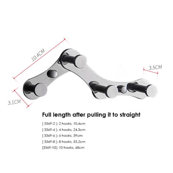 Expandable Foldable Stainless Steel Robe Hooks With Mirror Polishing Finish
