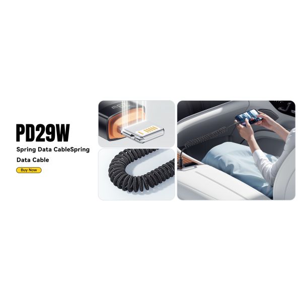 ESSAGER ES-X66 Spring Style 29W USB-C To Lighting Charging Cable Cord 1.8m Length Shielding Braid Included