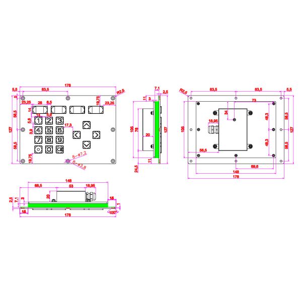 Dynamic Waterproof Plastic Industrial Metal Keypad With RS232 Interface