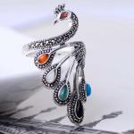 Vintage Open Adjustable Thai 925 Silver Multicoloured Gemstone Marcasite Ring
