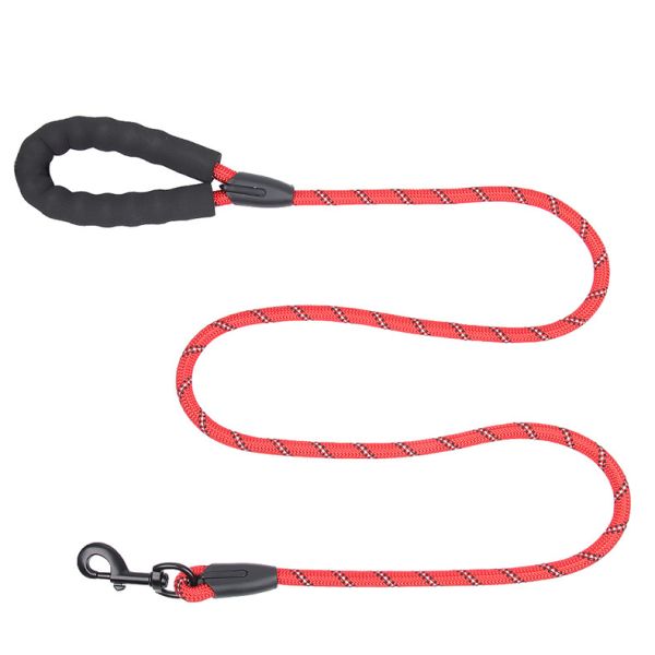 Pet Reflective Nylon Leash Explosion-Proof Flush Dog 1.5M Round Rope Foam Handle