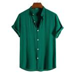 Short Sleeve Shirt Casual Men's V-Neck T-Shirt Oversized Flax Shaper Cooling 100