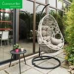 Leisure Villa Chair Wood and Waterproof Fabric Outdoor Hanging Furniture