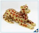Wholesale Spot Leopard Shape Trinket Box Crystal Metal Trinket Box SCJ294