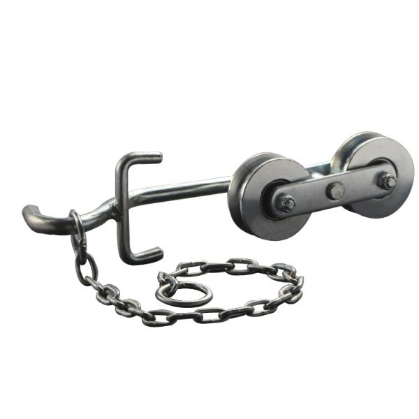 ISO9001 Galvanized Banana Cableway Roller Trolley Pulley With Chains For Banana Farm