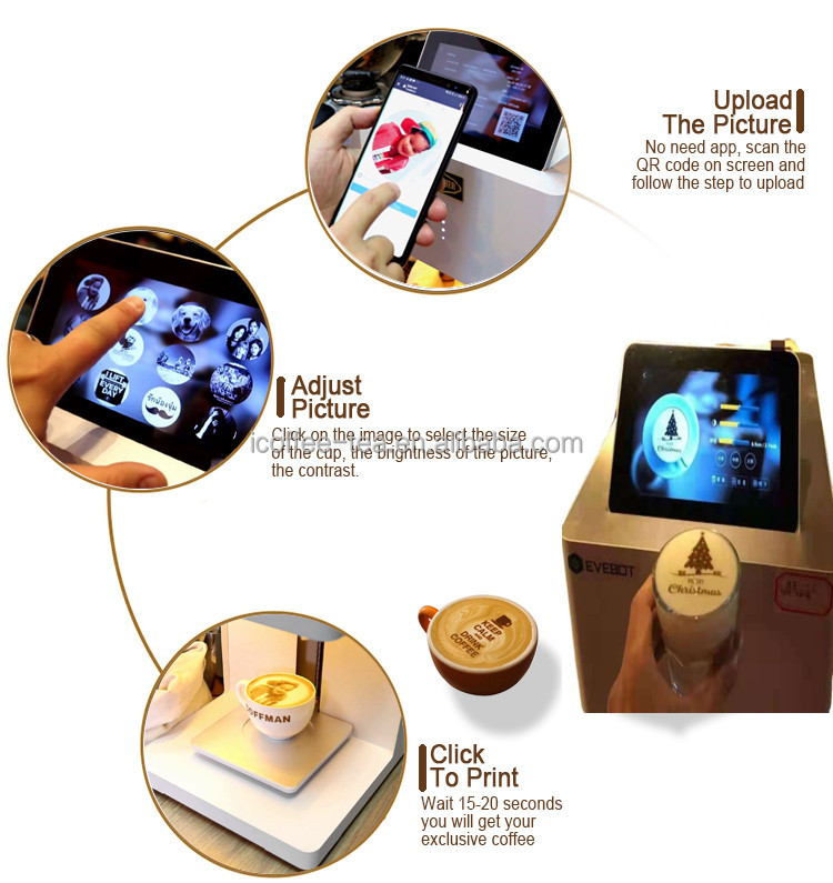 5-15s Printing 600dpi Coffee Latte Art Printer Wifi Connected 1000 Cups