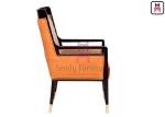 Solid Wood Upholstered PU leather Single Dining Chair No Folded For Hotel Lobby