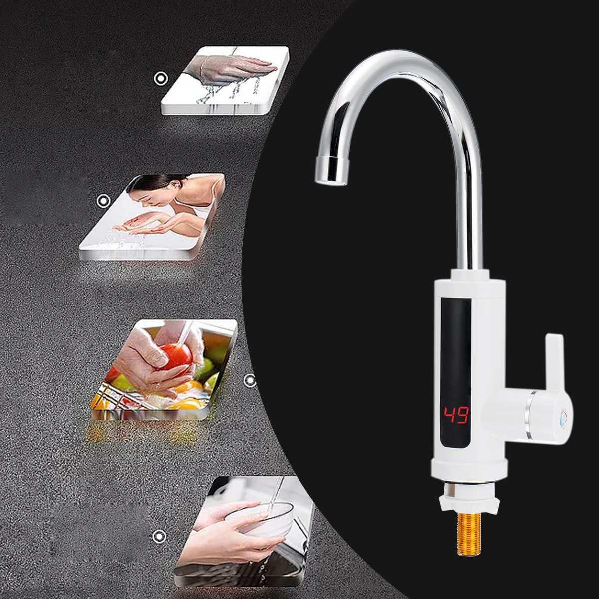 Electric Bathroom Sink Water Faucet 220 Volt 2-3L/Min Hot Water Heater EMC