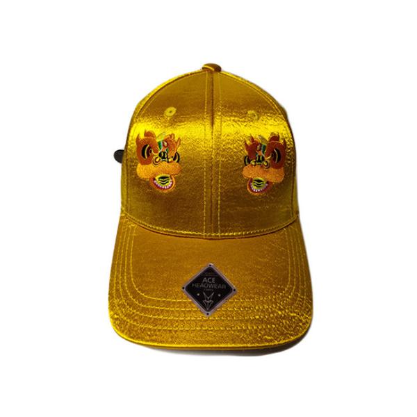 Kids Embroidered Baseball Caps 5 Panel Customized Flat Polyester Satin Baseball