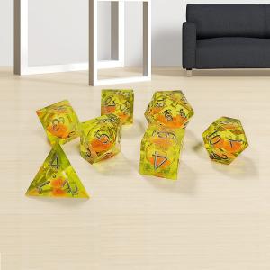 Wholesale Orange Flowing Sand Yellow Crystal Resin Dnd Dice Sharp Edge Fantasy from china suppliers